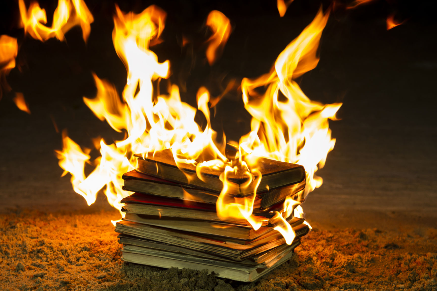 Stack of books burning